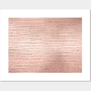 Pink Rose Gold Foil Metallic Stripes Pattern Posters and Art